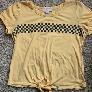 Yellow T-Shirt with Checkered Print